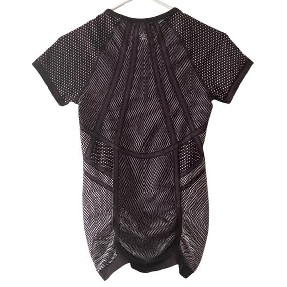 Athleta Workout Top Womens Small Diamond Fastest Ruched Track Tee Exercise Yoga - Picture 2 of 5